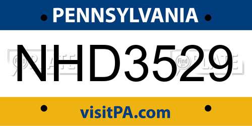 NHD3529 Pennsylvania License Plate