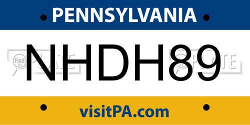 NHDH89 Pennsylvania License Plate