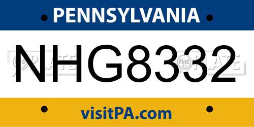 NHG8332 Pennsylvania License Plate