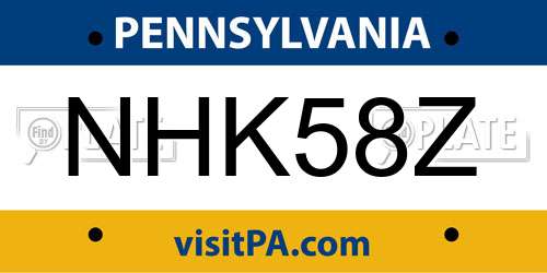 NHK58Z Pennsylvania License Plate