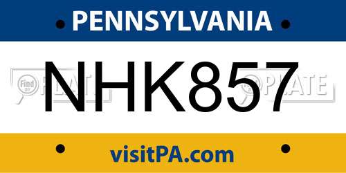 NHK857 Pennsylvania License Plate
