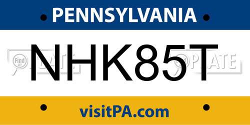 NHK85T Pennsylvania License Plate