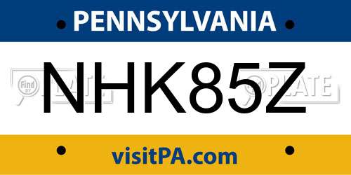 NHK85Z Pennsylvania License Plate