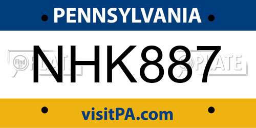 NHK887 Pennsylvania License Plate