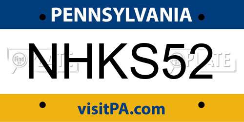 NHKS52 Pennsylvania License Plate