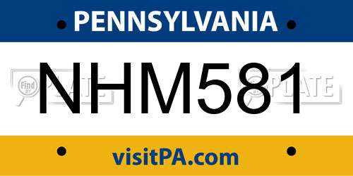 NHM581 Pennsylvania License Plate