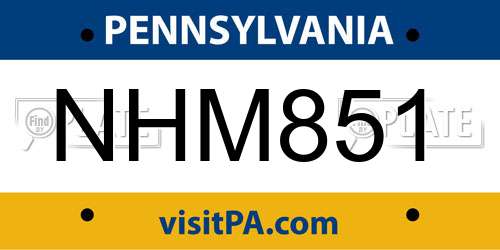 NHM851 Pennsylvania License Plate