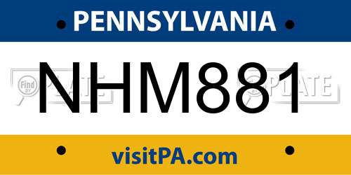 NHM881 Pennsylvania License Plate