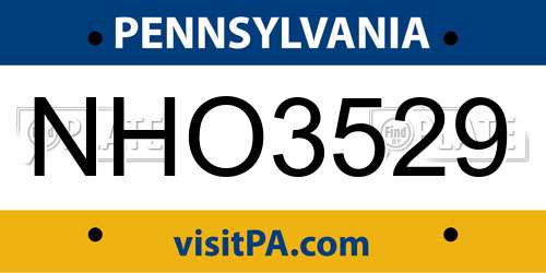 NHO3529 Pennsylvania License Plate