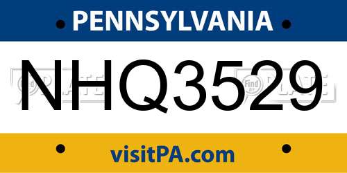 NHQ3529 Pennsylvania License Plate