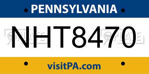 NHT8470 Pennsylvania License Plate
