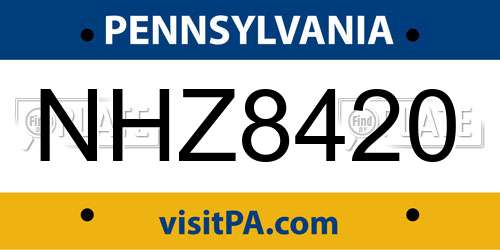 NHZ8420 Pennsylvania License Plate
