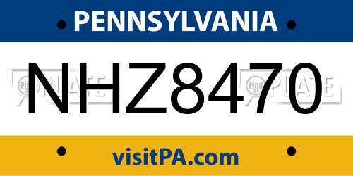 NHZ8470 Pennsylvania License Plate