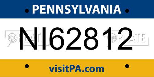 NI62812 Pennsylvania License Plate