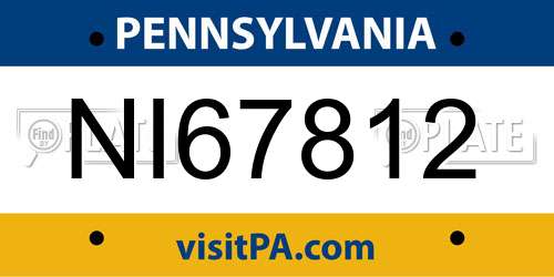 NI67812 Pennsylvania License Plate