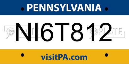 NI6T812 Pennsylvania License Plate