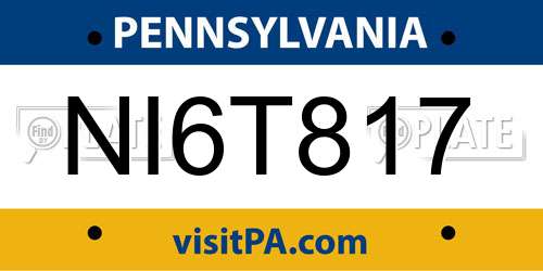 NI6T817 Pennsylvania License Plate