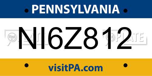 NI6Z812 Pennsylvania License Plate