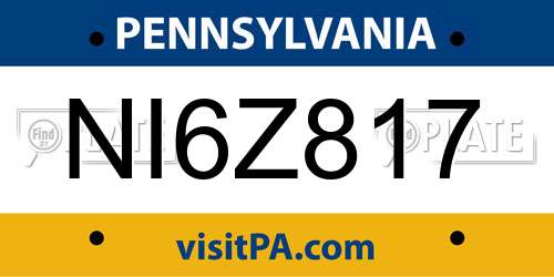 NI6Z817 Pennsylvania License Plate