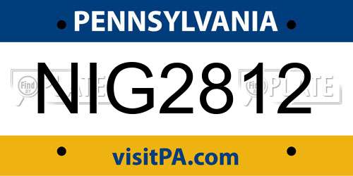 NIG2812 Pennsylvania License Plate