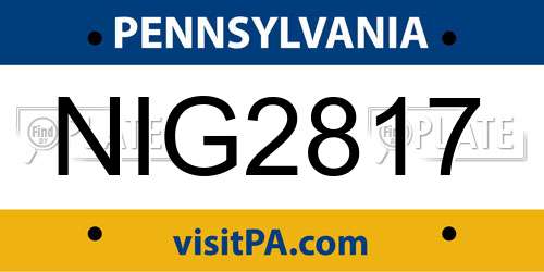 NIG2817 Pennsylvania License Plate