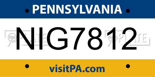 NIG7812 Pennsylvania License Plate