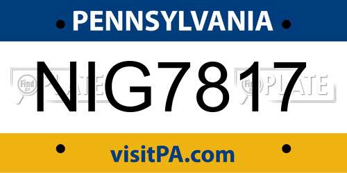 NIG7817 Pennsylvania License Plate