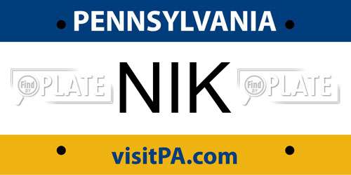 NIK Pennsylvania License Plate
