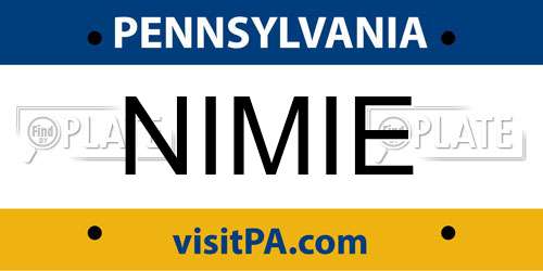 NIMIE Pennsylvania License Plate