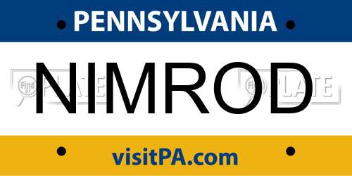 NIMROD Pennsylvania License Plate