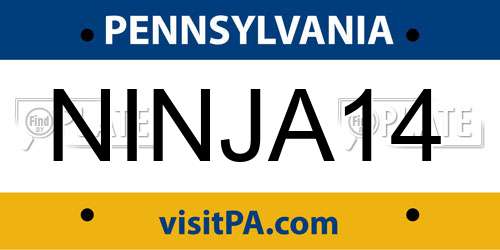 NINJA14 Pennsylvania License Plate