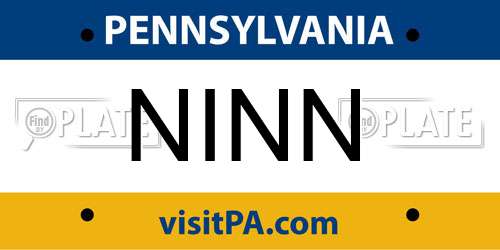 NINN Pennsylvania License Plate
