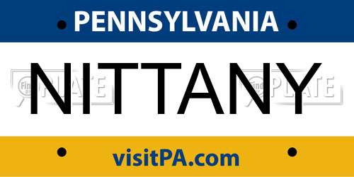 NITTANY Pennsylvania License Plate