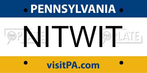 NITWIT Pennsylvania License Plate