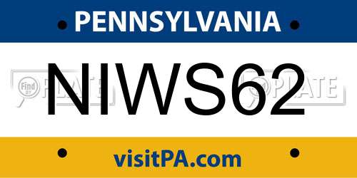 NIWS62 Pennsylvania License Plate