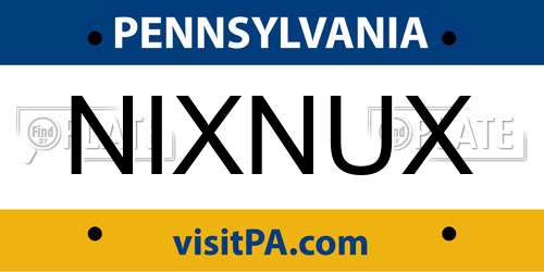 NIXNUX Pennsylvania License Plate