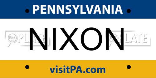 NIXON Pennsylvania License Plate