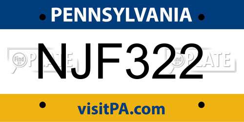 NJF322 Pennsylvania License Plate