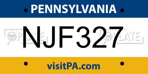 NJF327 Pennsylvania License Plate