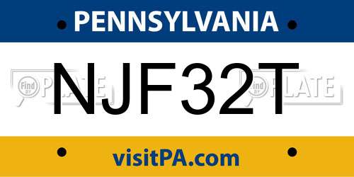NJF32T Pennsylvania License Plate