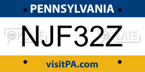 NJF32Z Pennsylvania License Plate