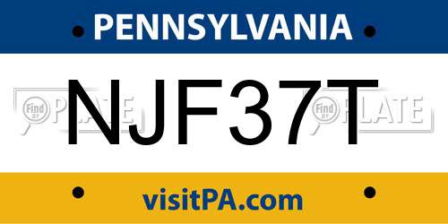 NJF37T Pennsylvania License Plate