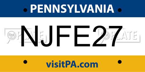 NJFE27 Pennsylvania License Plate