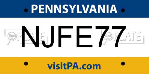 NJFE77 Pennsylvania License Plate