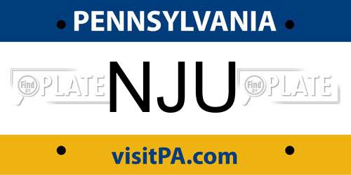 NJU Pennsylvania License Plate