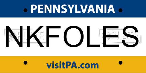 NKFOLES Pennsylvania License Plate