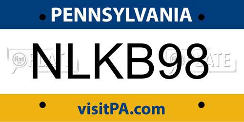 NLKB98 Pennsylvania License Plate
