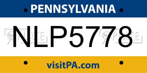 NLP5778 Pennsylvania License Plate