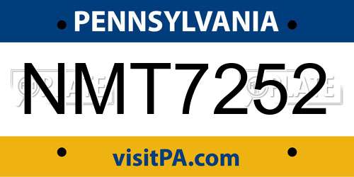 NMT7252 Pennsylvania License Plate