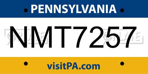 NMT7257 Pennsylvania License Plate
